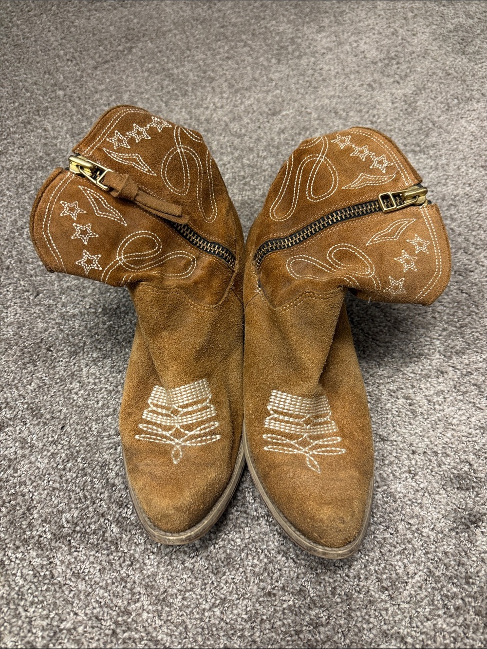 Boutique 9 Women's Brown Suede Western Ankle Boots - Classic Cowboy Style